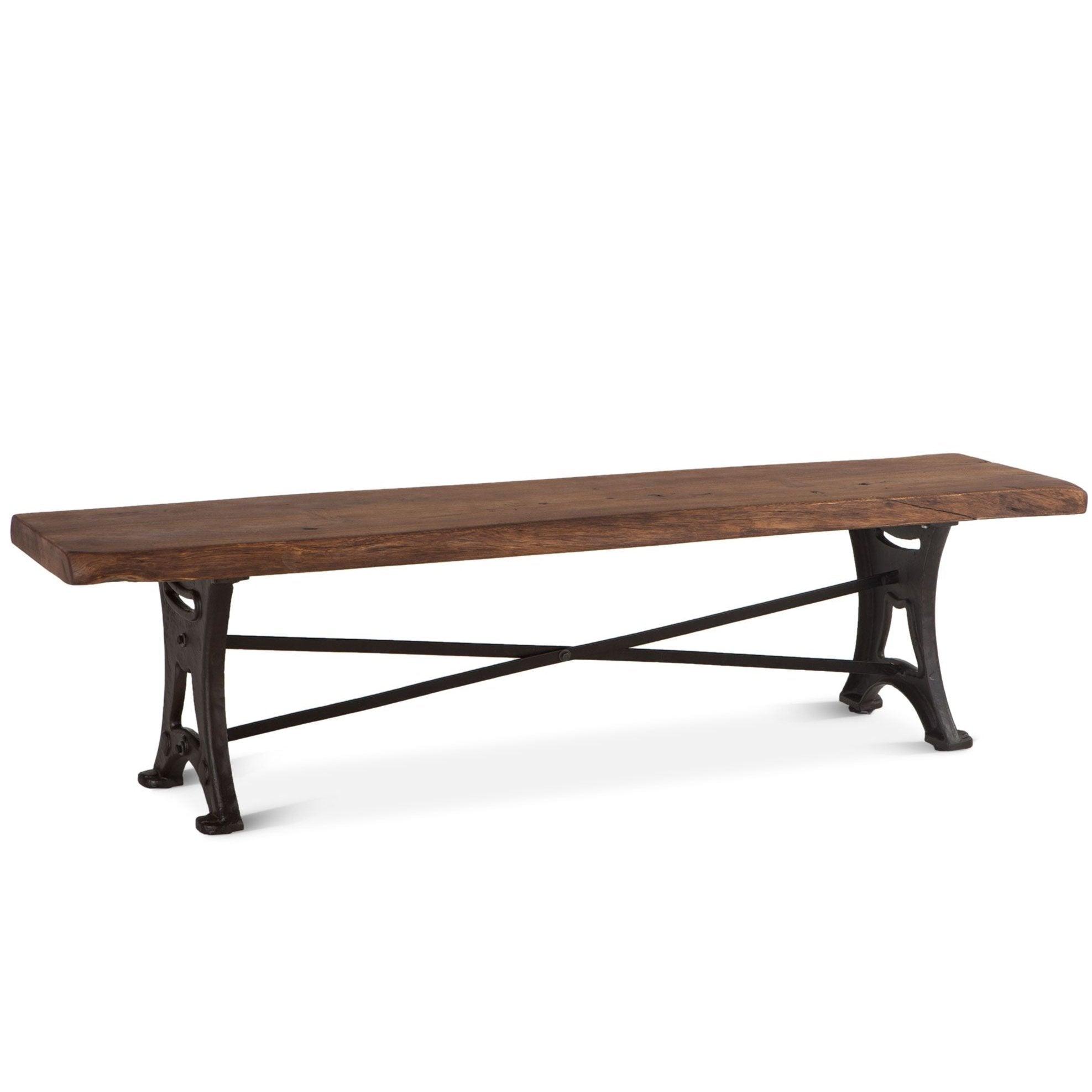 Reclaimed Iron and Acacia Wood Bench