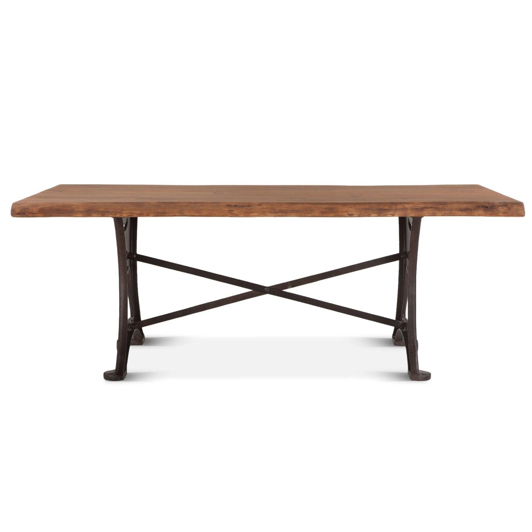 Rustic Wood Iron Forged Pedestal Dining Table