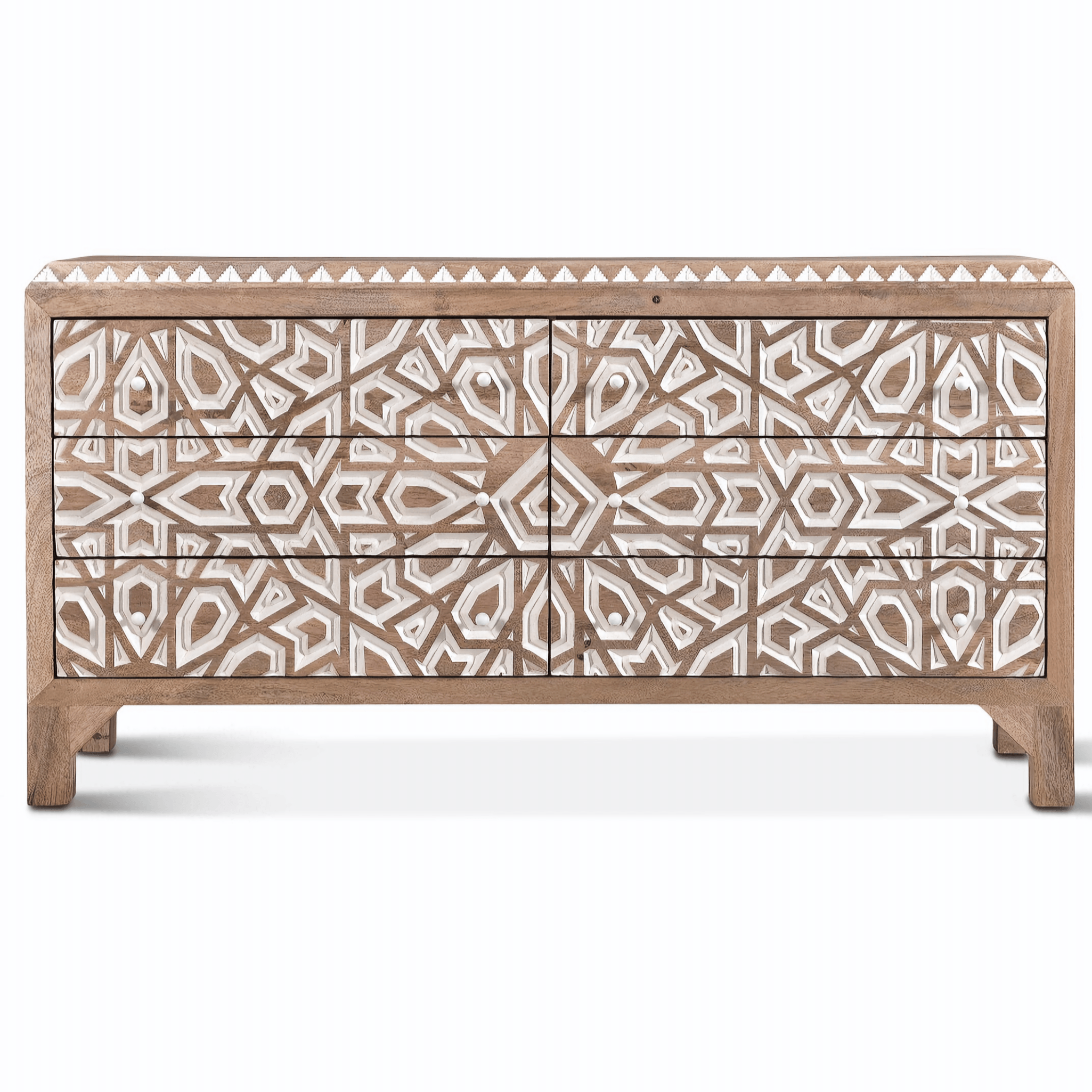 Haveli Dresser 61in Carved, Natural White Haveli Dresser 61in Carved, Natural White
