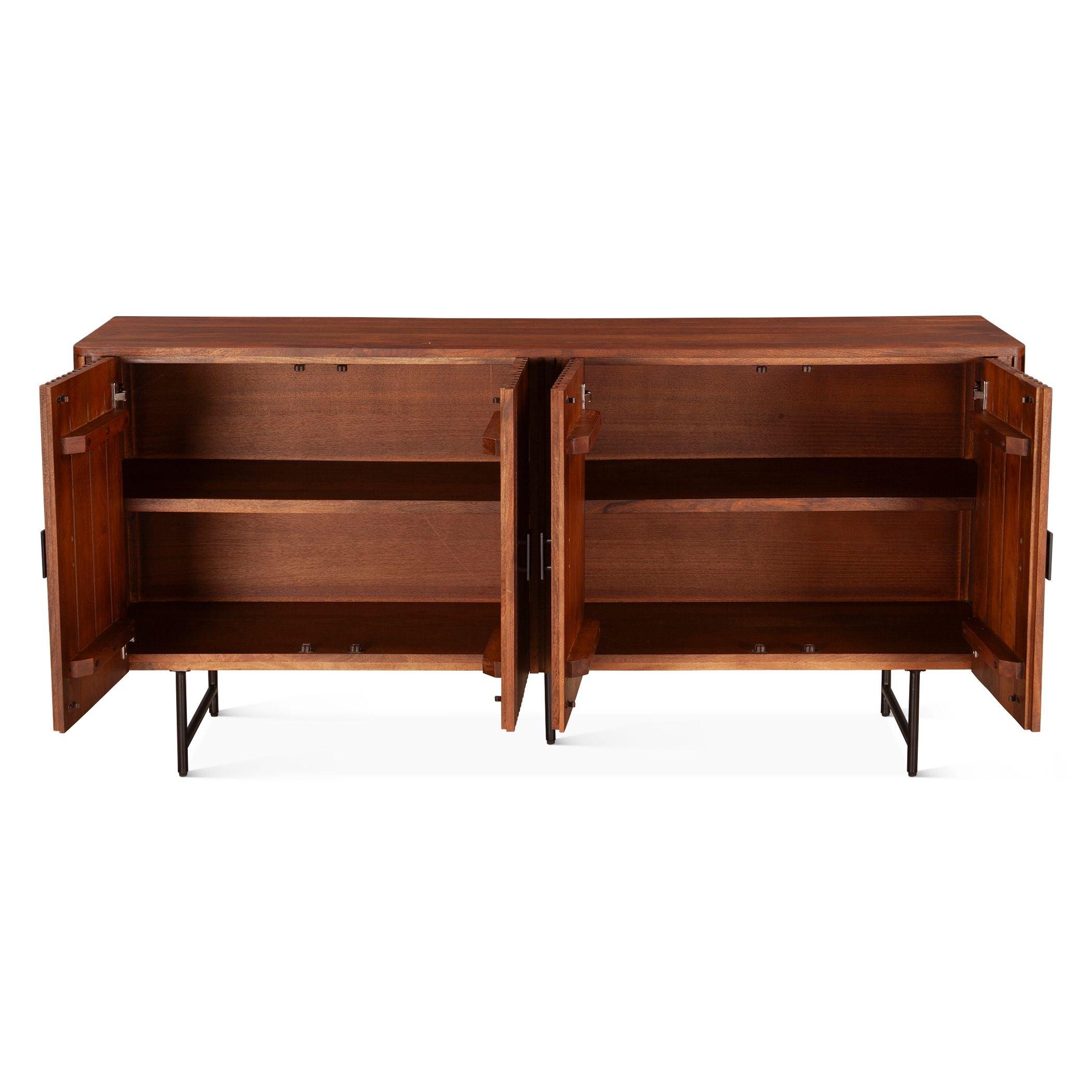 Mid-century Rustic Ribbed Sideboard