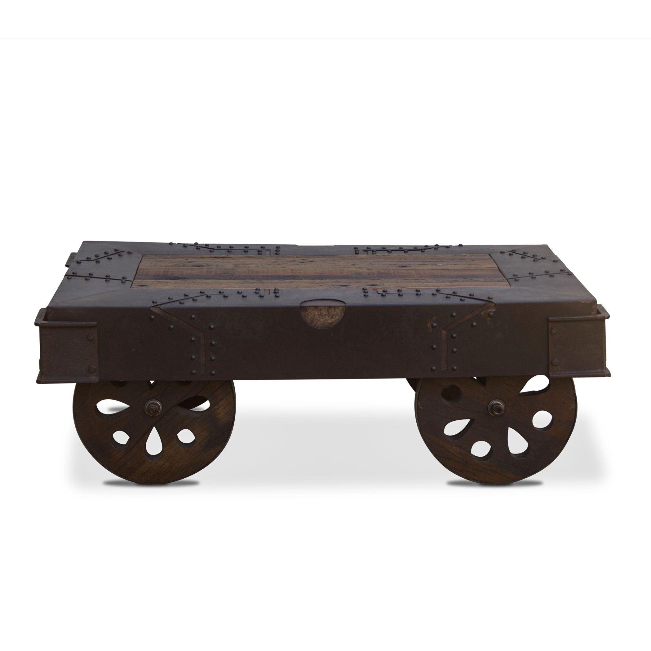 Industrial Vintage Wheeled Coffee Table