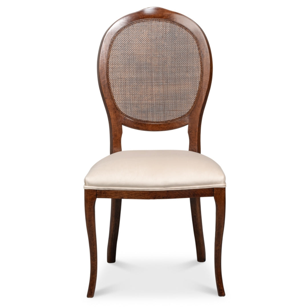 Regal Cane Back Walnut Stained Chairs - Pair