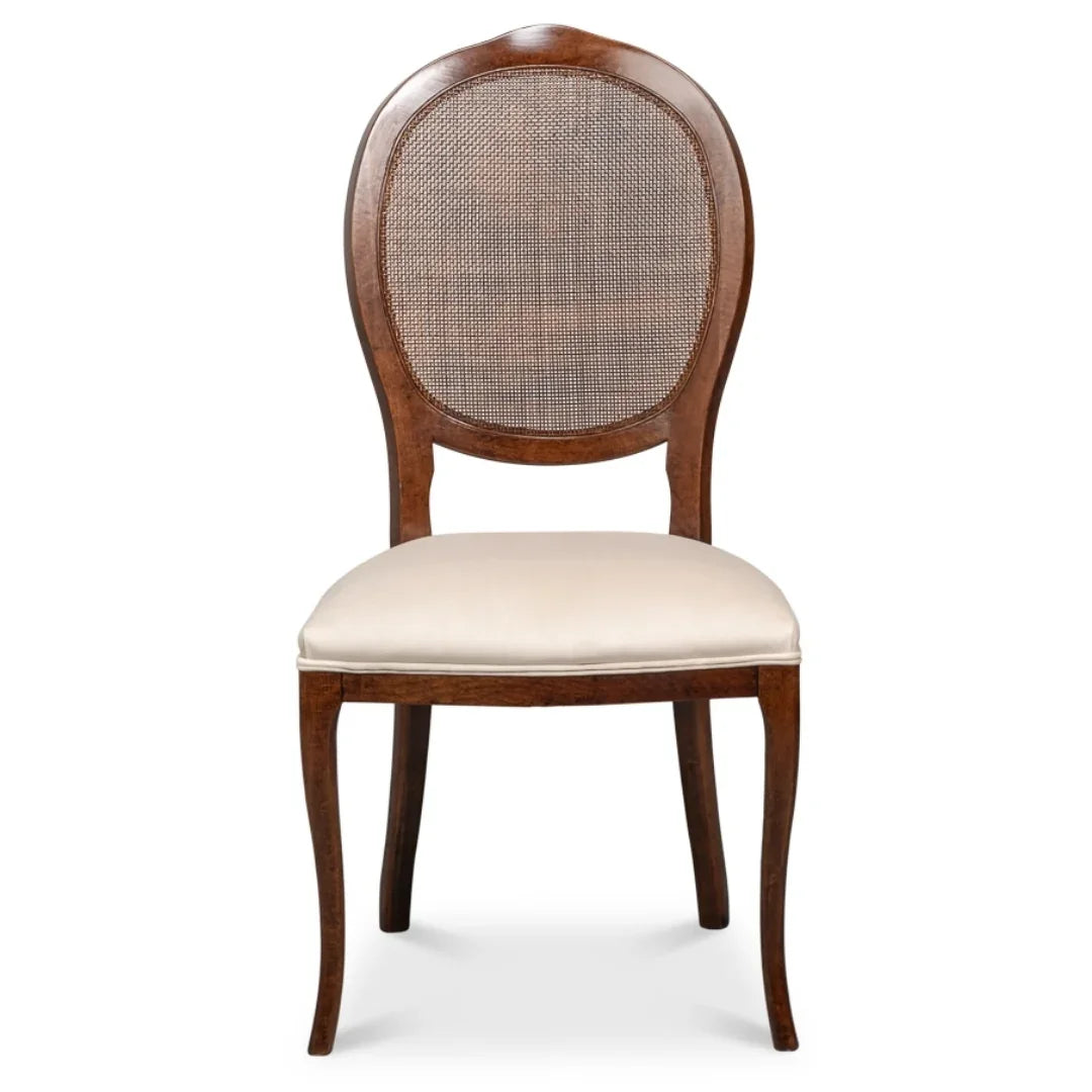 Regal Cane Back Walnut Stained Chairs - Pair