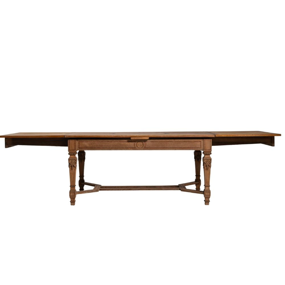 Étoile Antique French Marquetry Extendable Dining Table