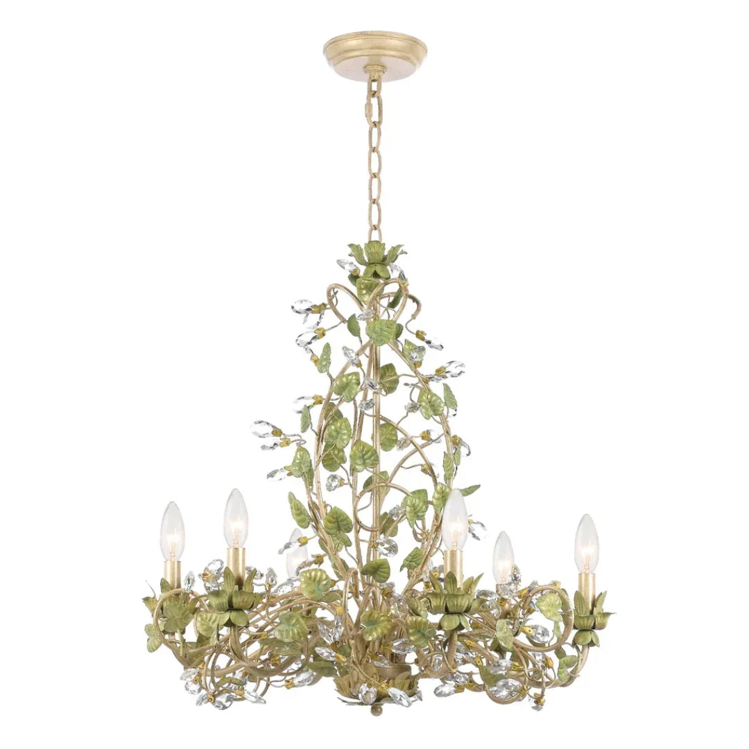 Floral Green Crystal Leaf Chandelier