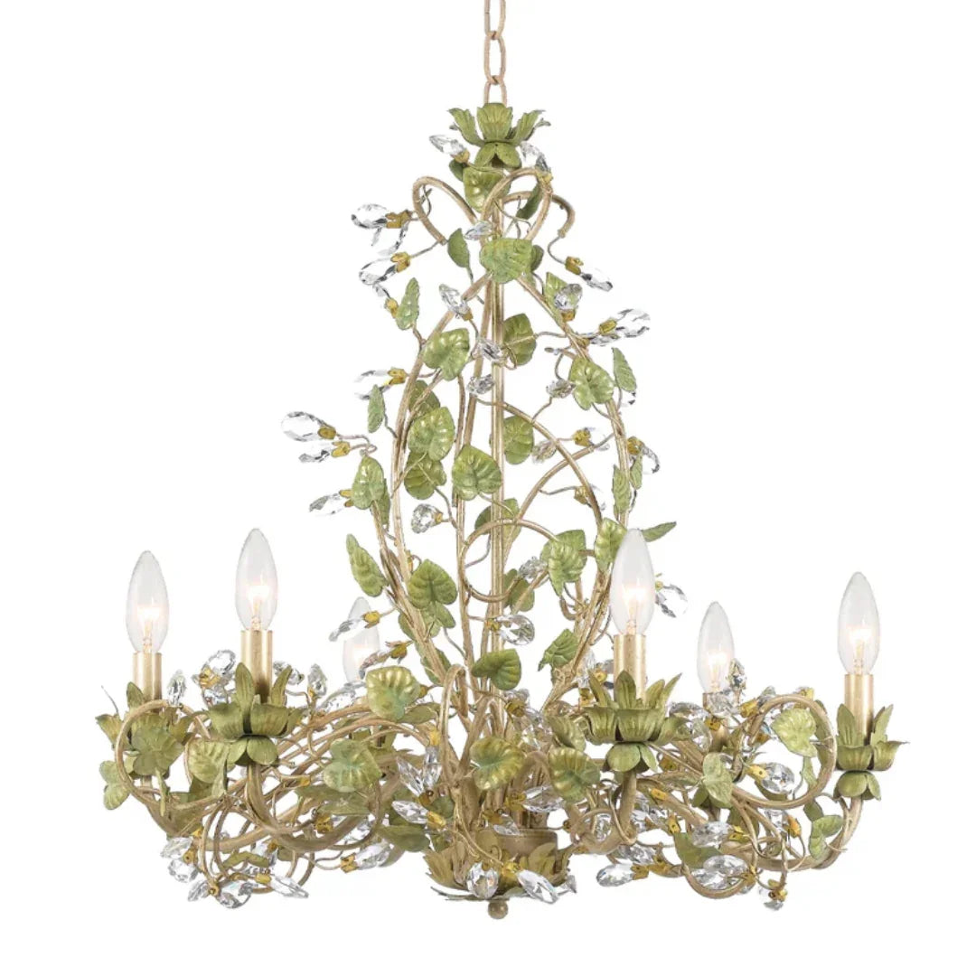 Floral Green Crystal Leaf Chandelier