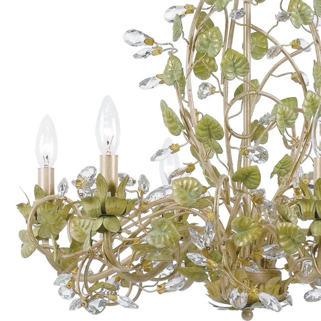 Floral Green Crystal Leaf Chandelier