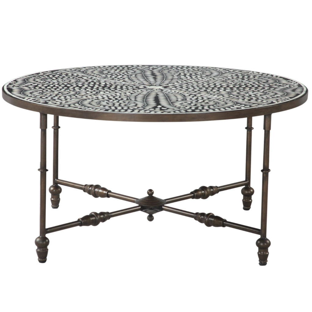 Floral Leaf Ivory Inlay Coffee Table