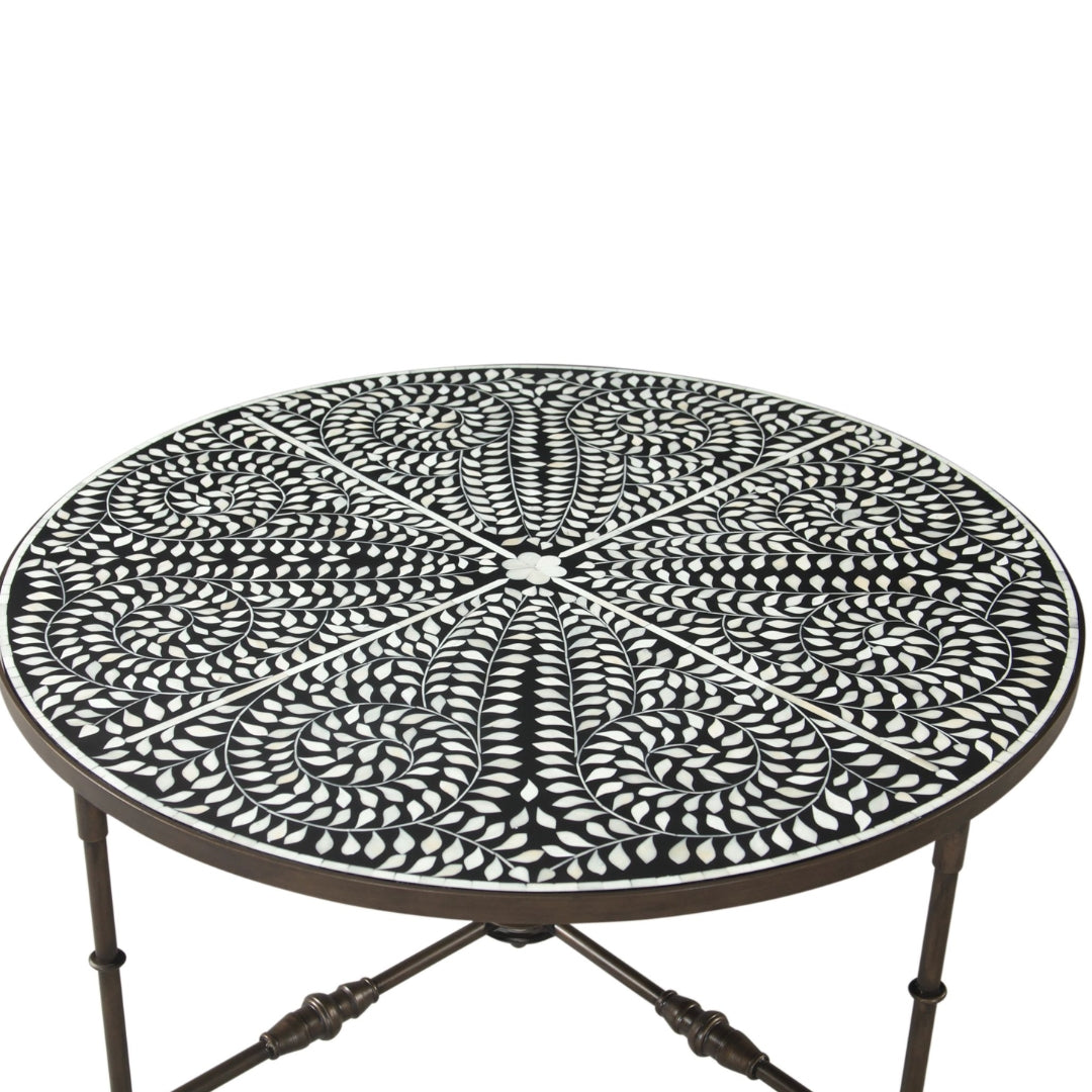 Floral Leaf Ivory Inlay Coffee Table