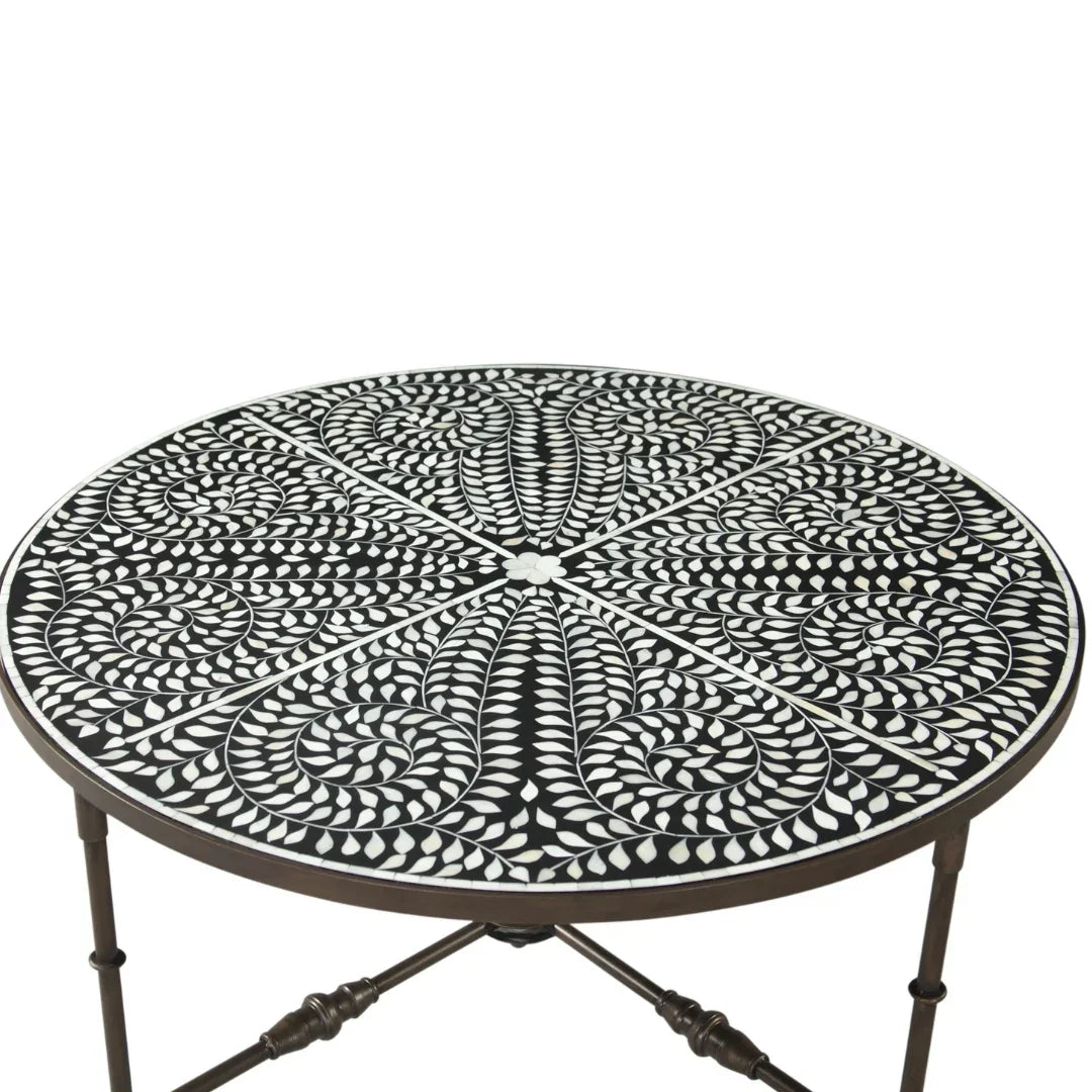 Floral Leaf Ivory Inlay Coffee Table