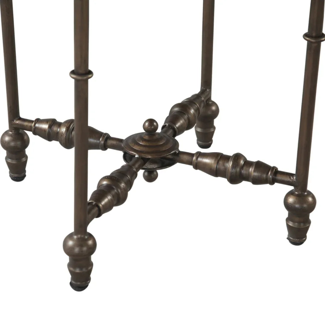 Floral Leaf Ivory Inlay Accent Table