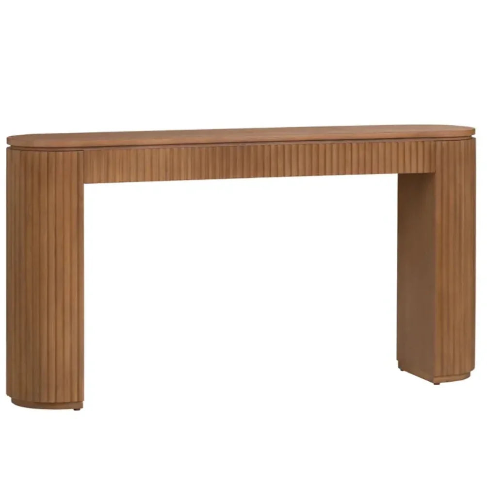 Warm Fluted Wood Console Table