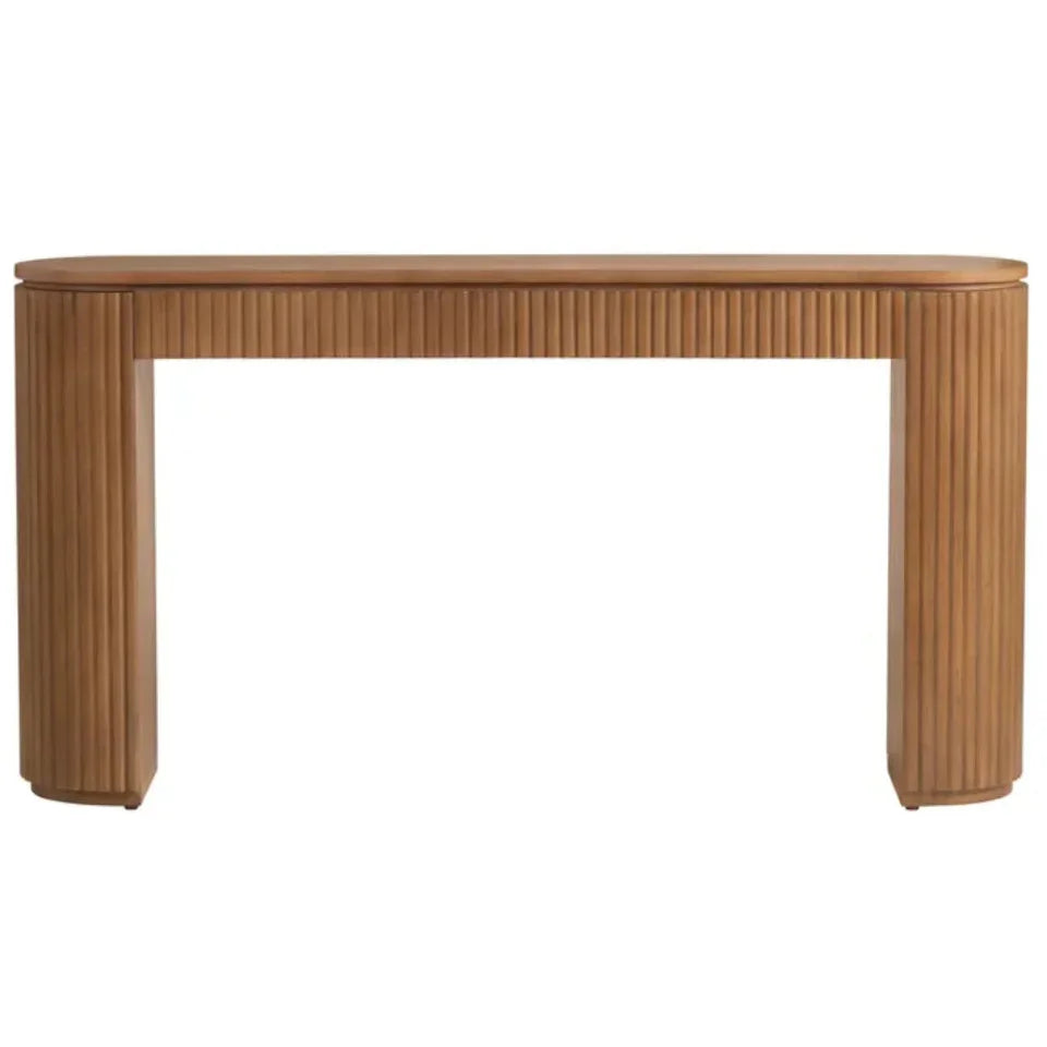 Warm Fluted Wood Console Table