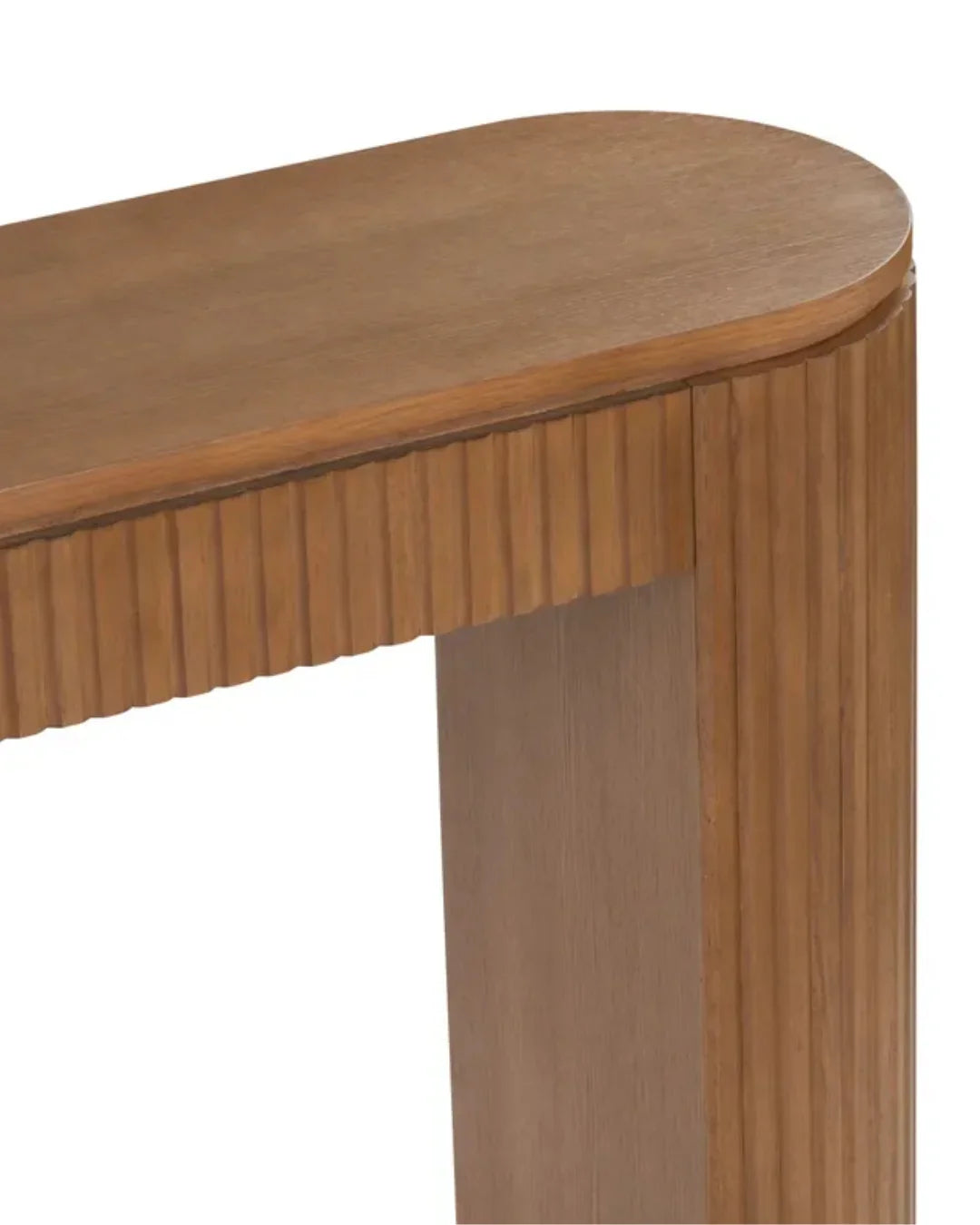 Warm Fluted Wood Console Table
