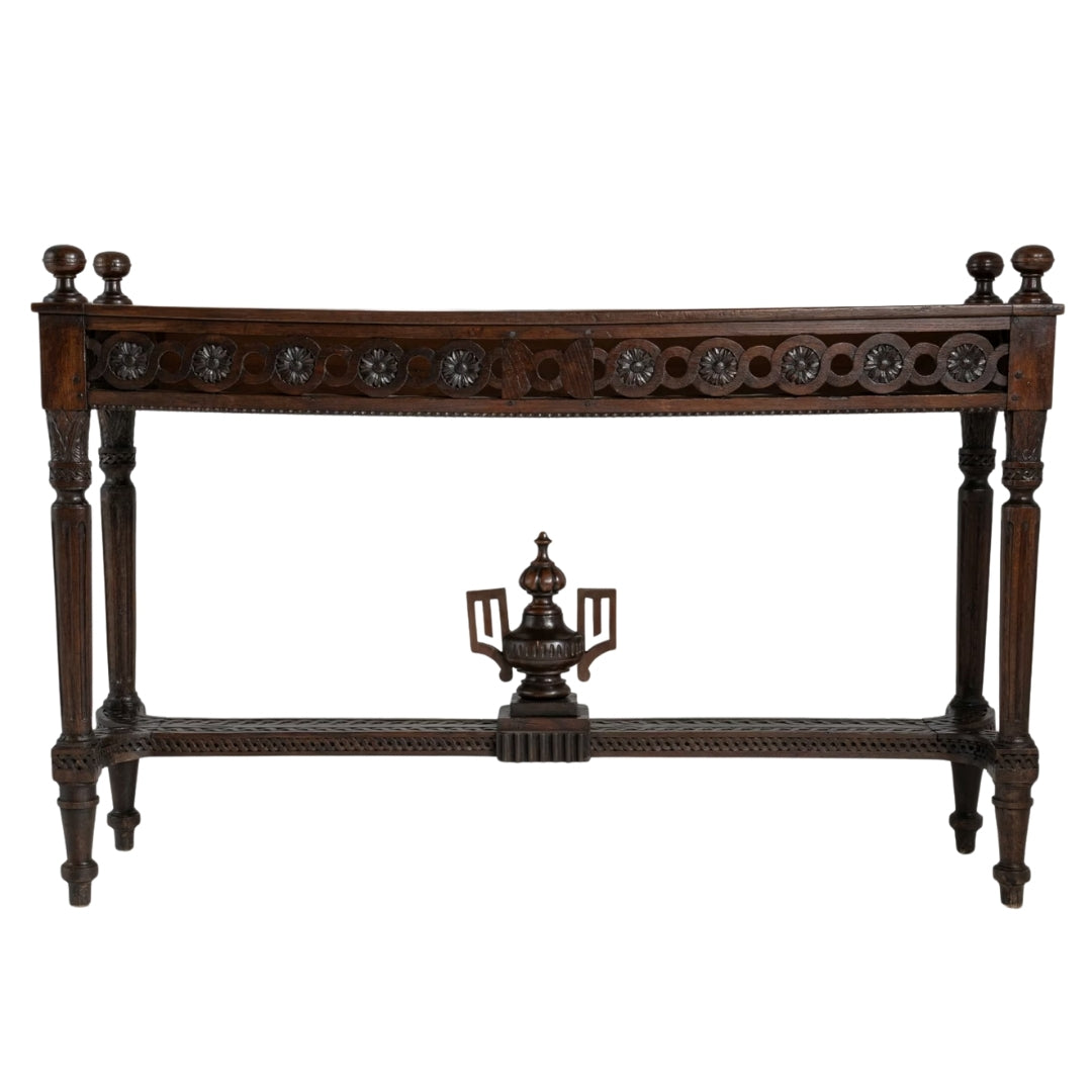 Gothic Regal French Antique Console Table, Circa 1900