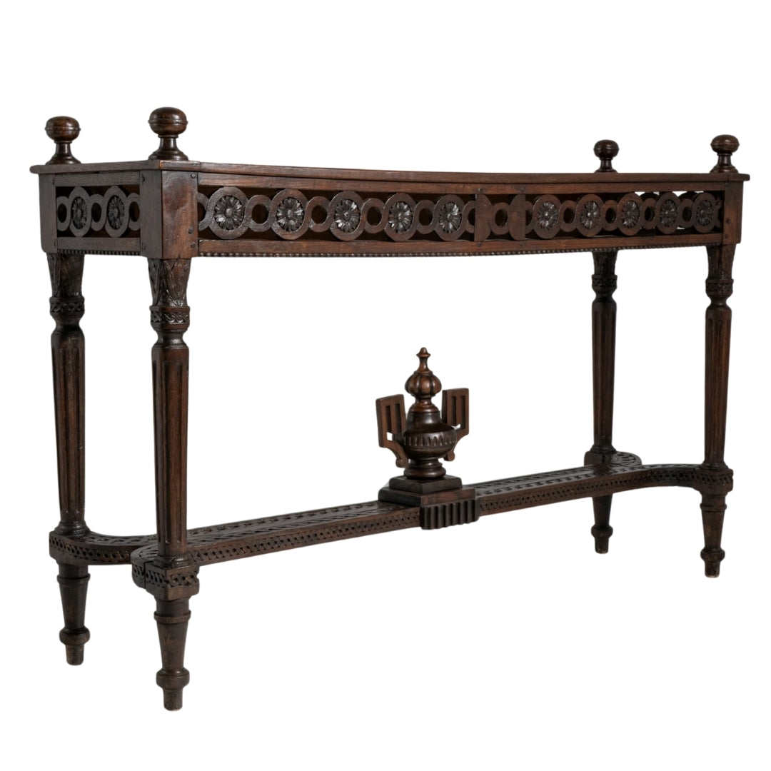 Gothic Regal French Antique Console Table, Circa 1900