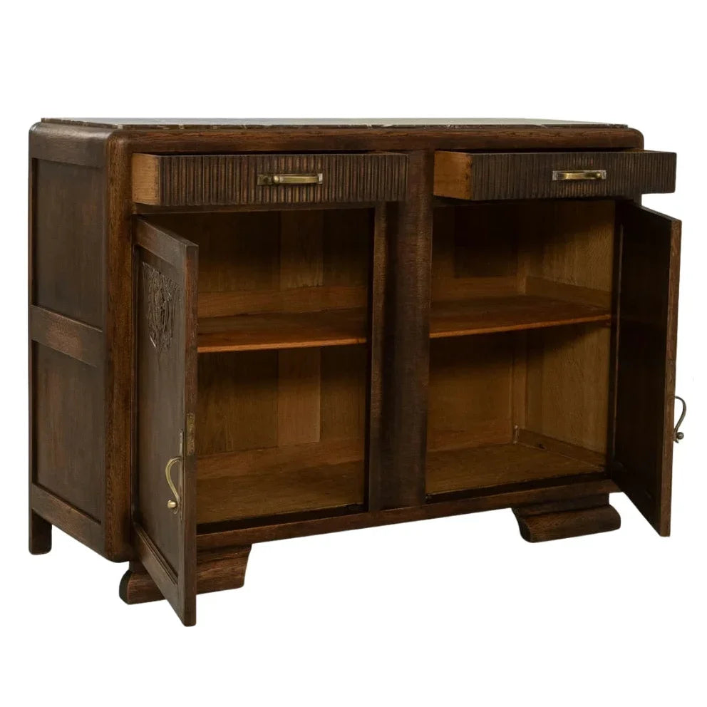 French Art Deco Carved Sideboard, Circa 1920