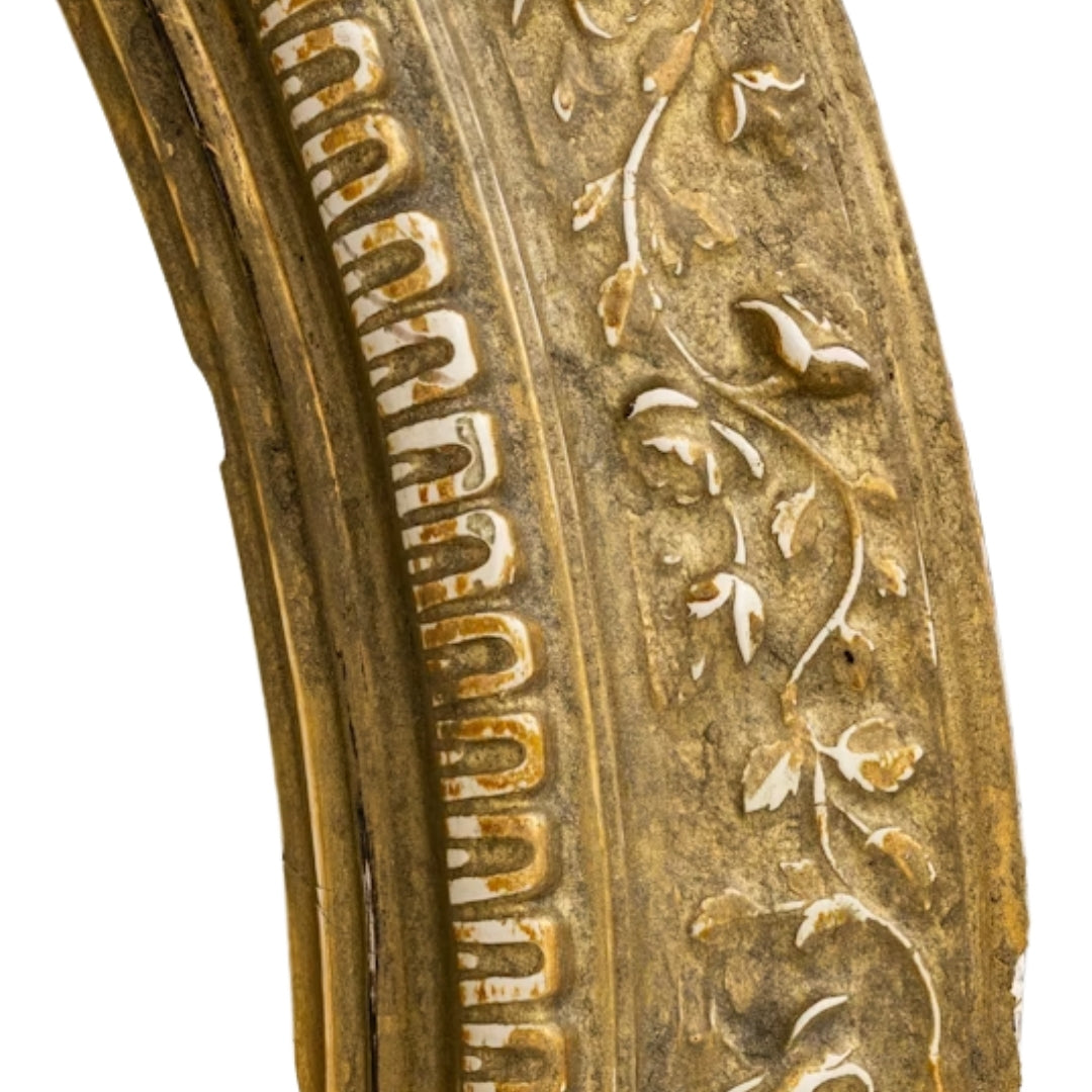 French Carved Bird Crest Gilded Oval Mirror, Circa 1900