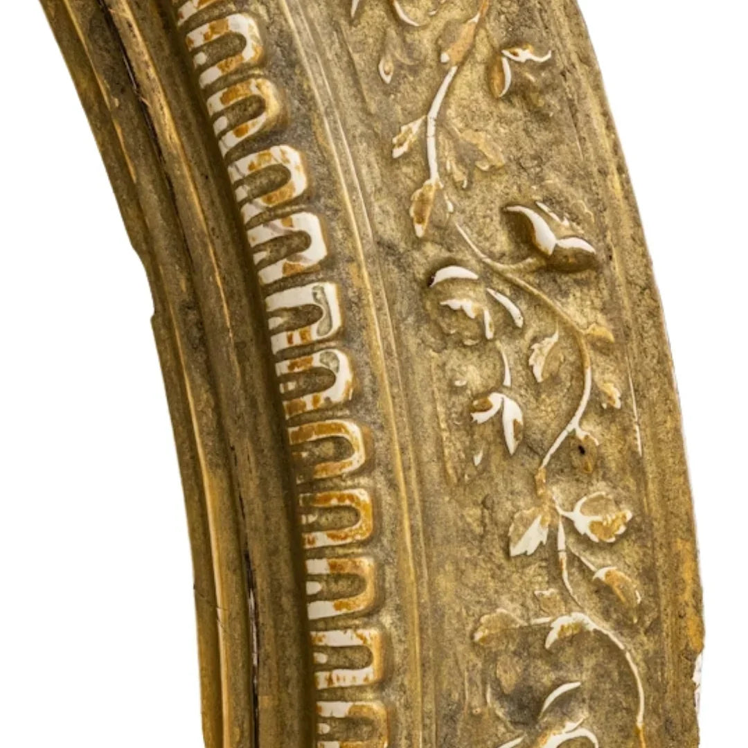 French Carved Bird Crest Gilded Oval Mirror, Circa 1900