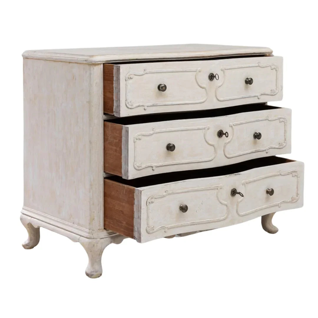 French Chateau Whitewashed Chest, Circa 1920
