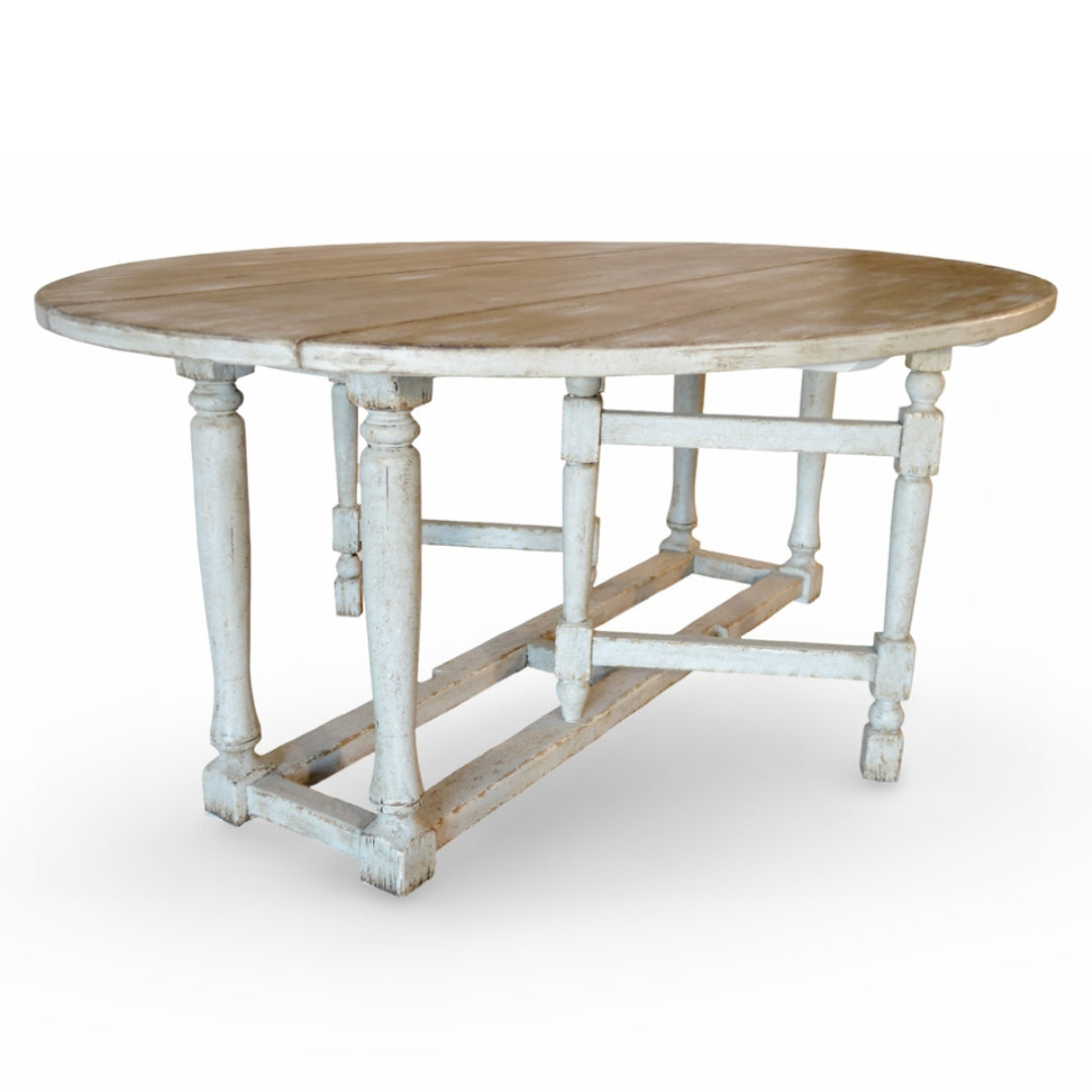 French Country Wood Top Drop Leaf Dining Table