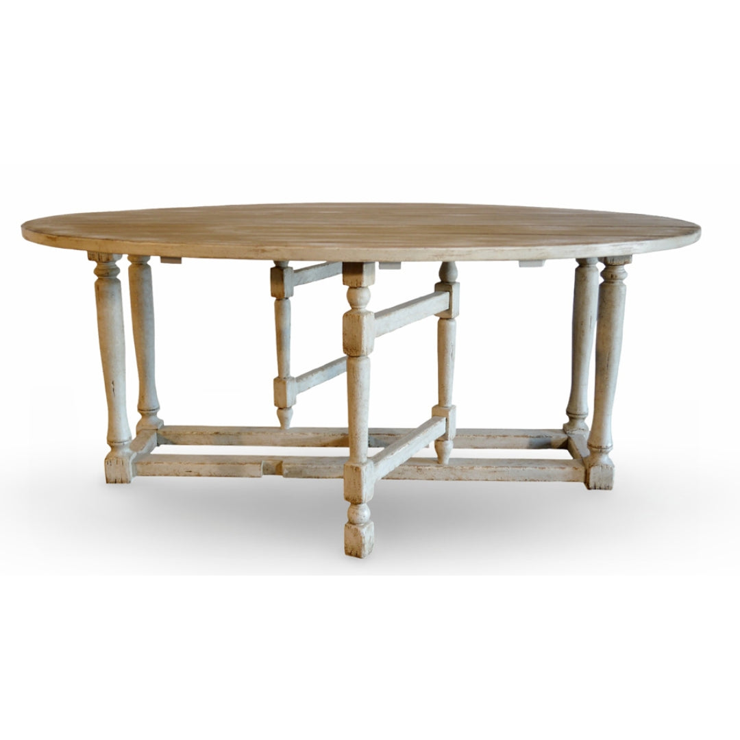 French Country Wood Top Drop Leaf Dining Table