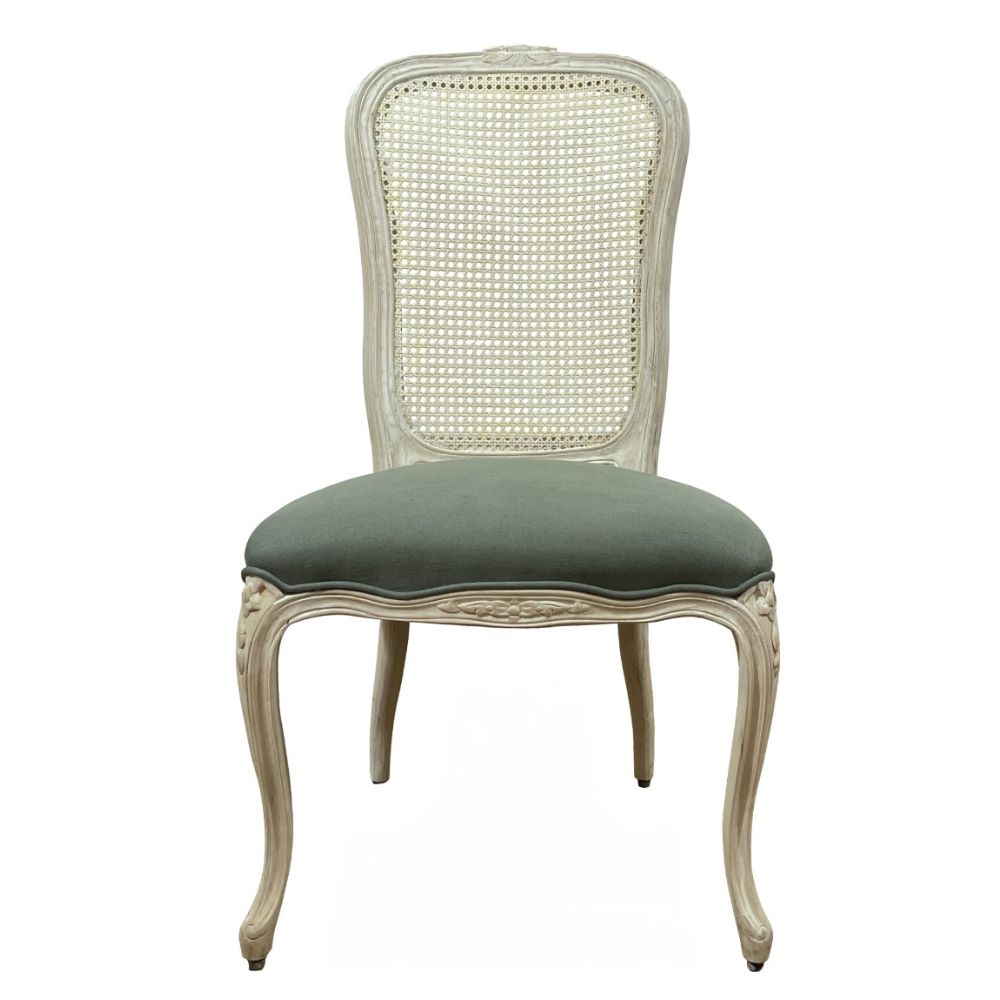 French Country Ornately Carved Cane Chair