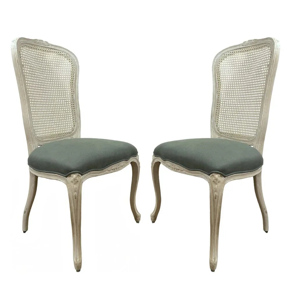 French Country Ornately Carved Cane Chair