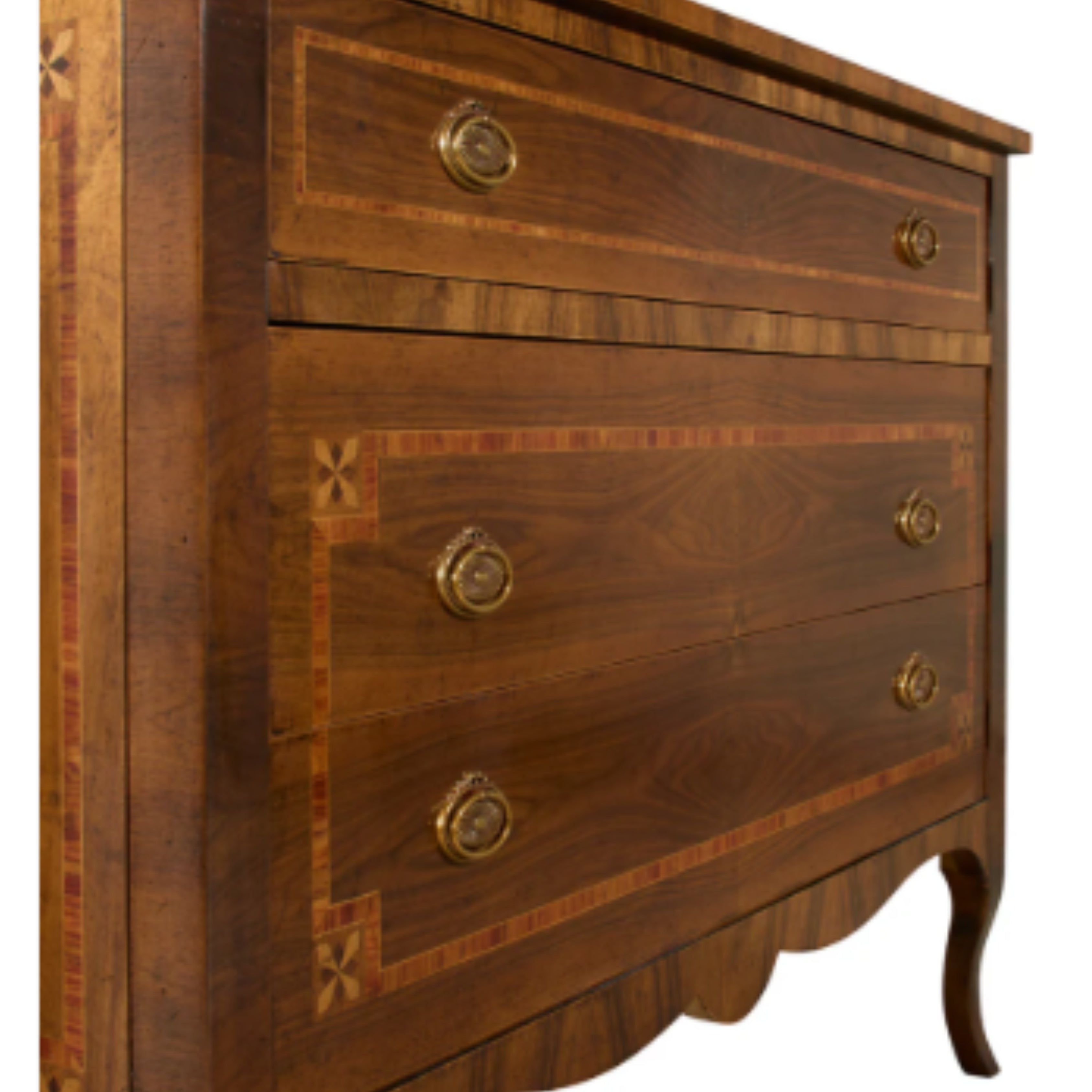 French Country Walnut Inlaid Commode