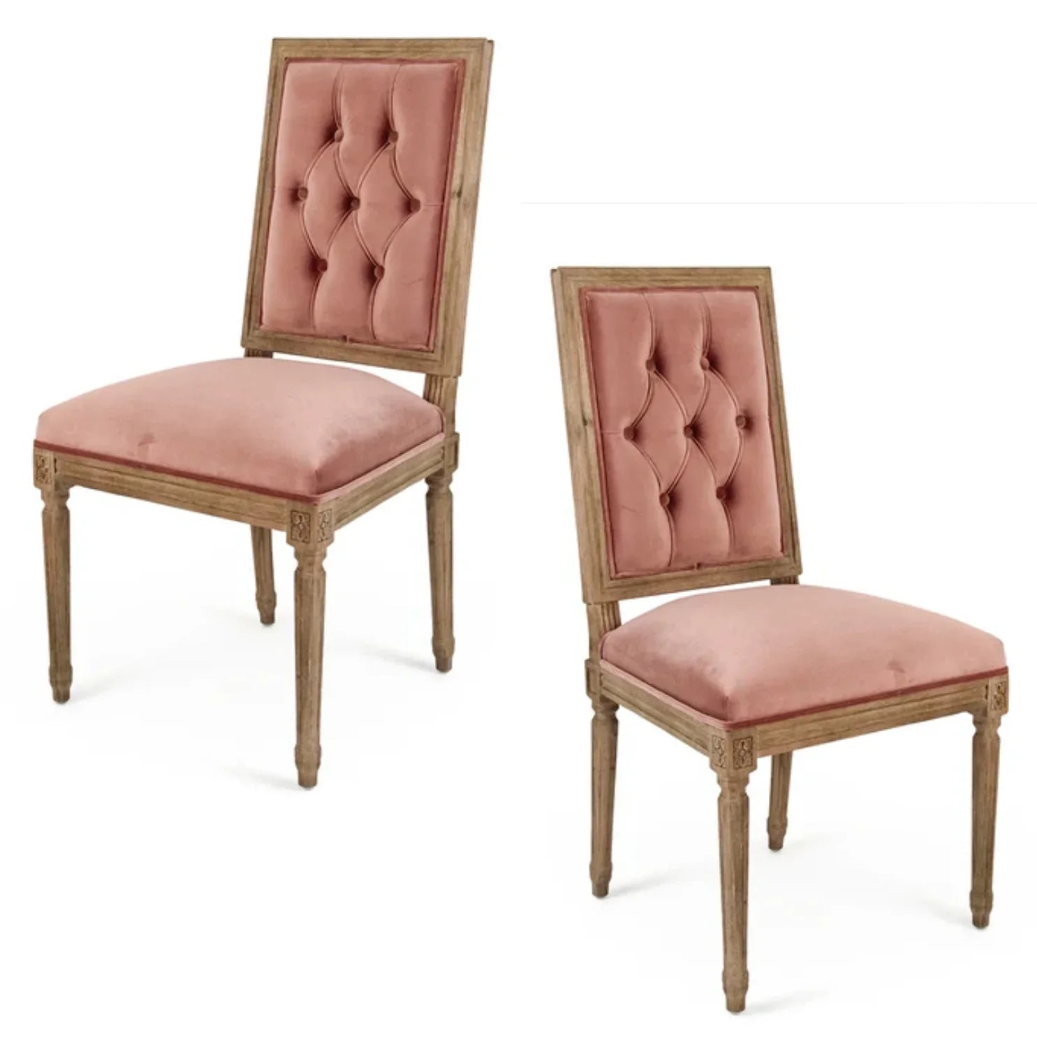 French Rose Velvet Tufted Chair