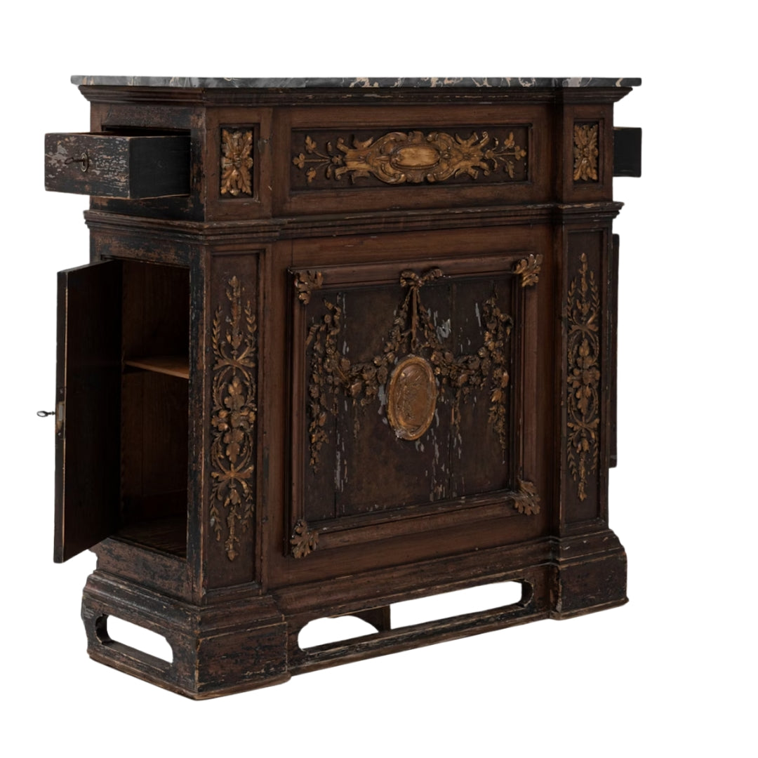 Ornate French Gilt Marble Buffet, 1860