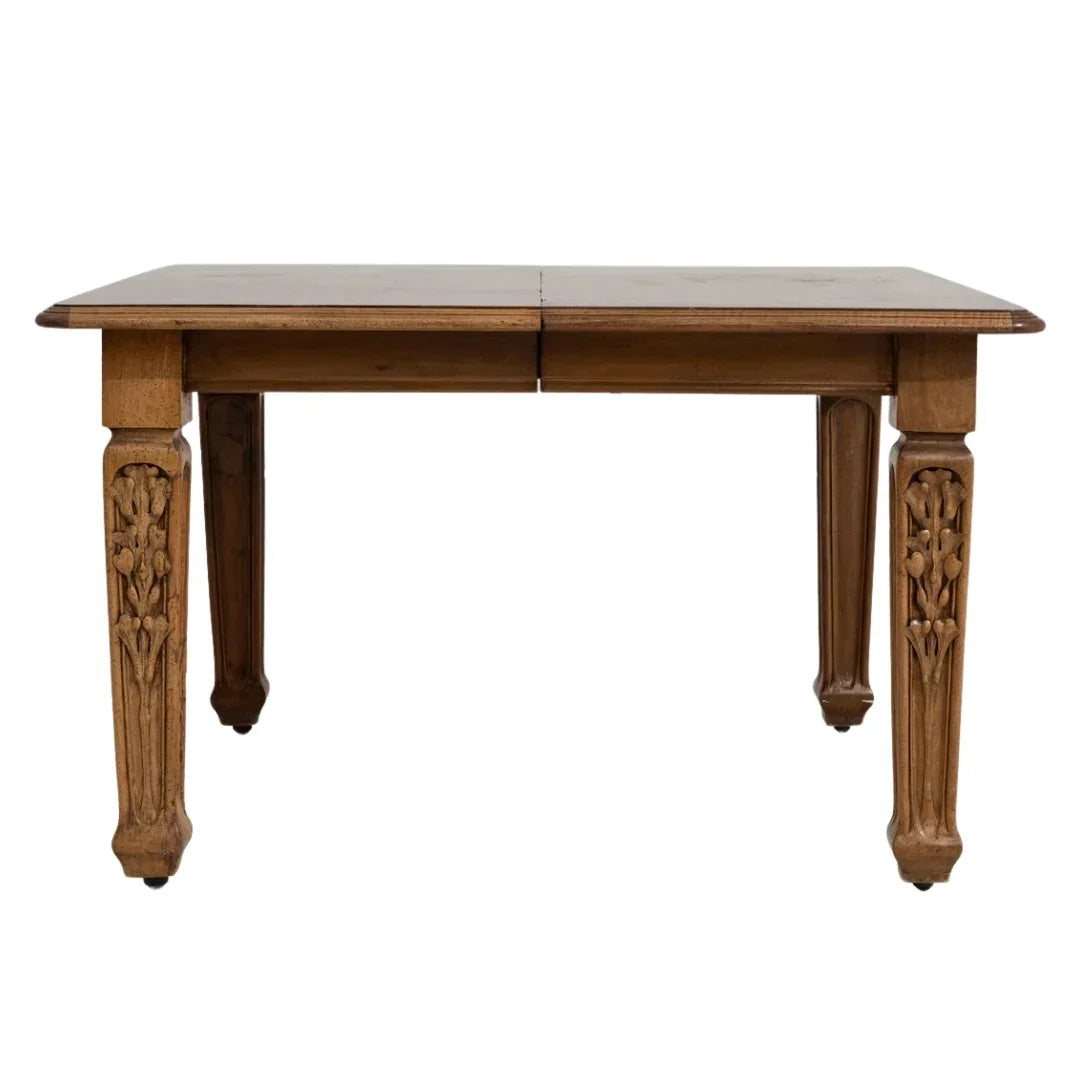 French Gothic Revival Oak Extension Dining Table, Circa 1910