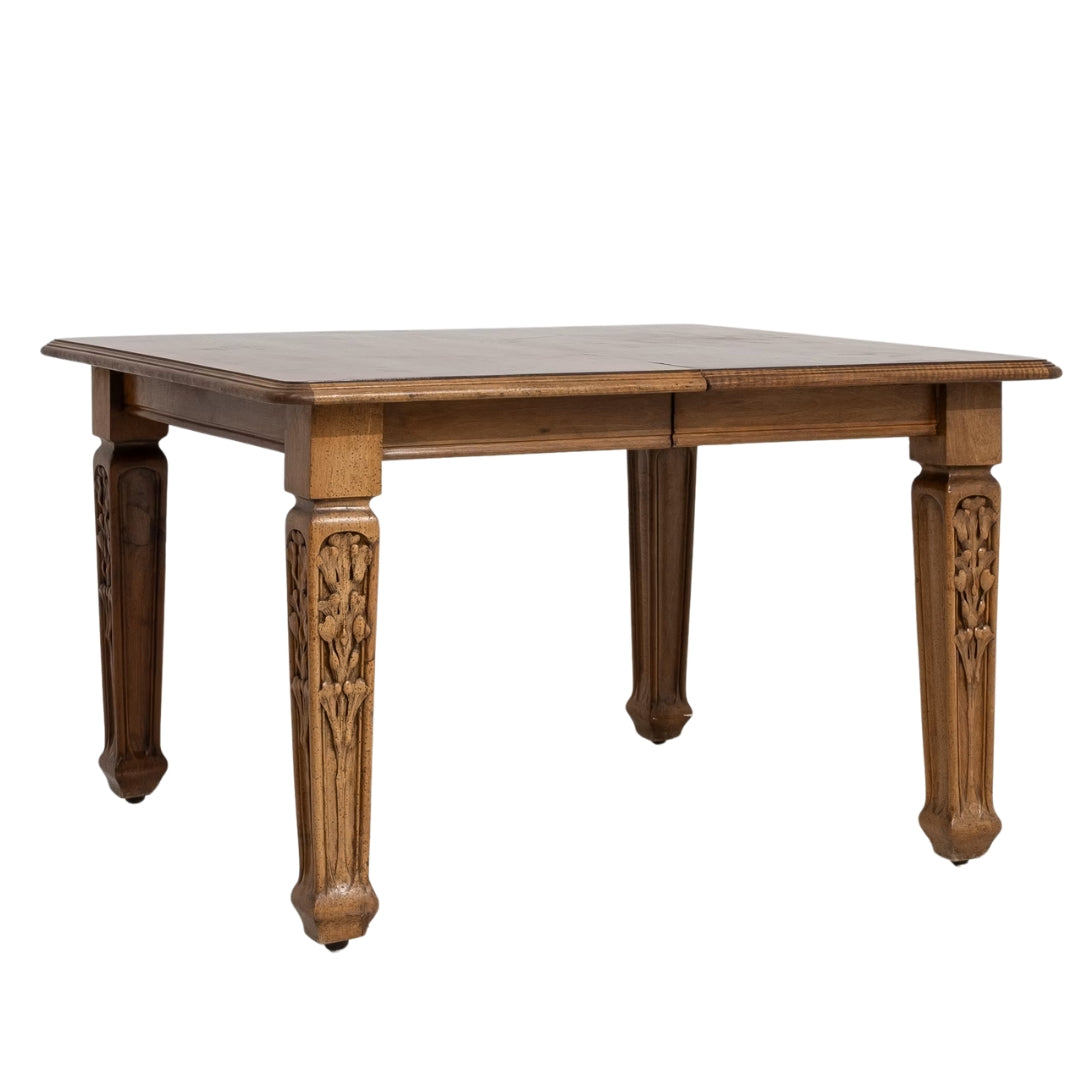 French Gothic Revival Oak Extension Dining Table, Circa 1910