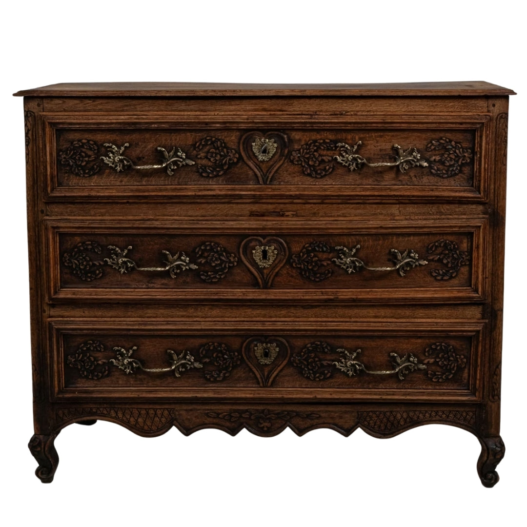 French Carved Oak Chest, Original Aged Patina, Circa 1820