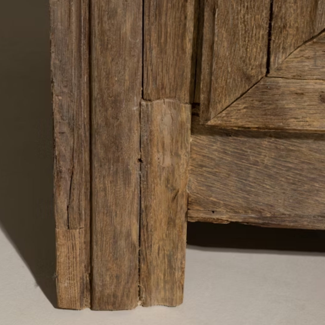 French Country Mesh Door Oak Cabinet, Circa 1820