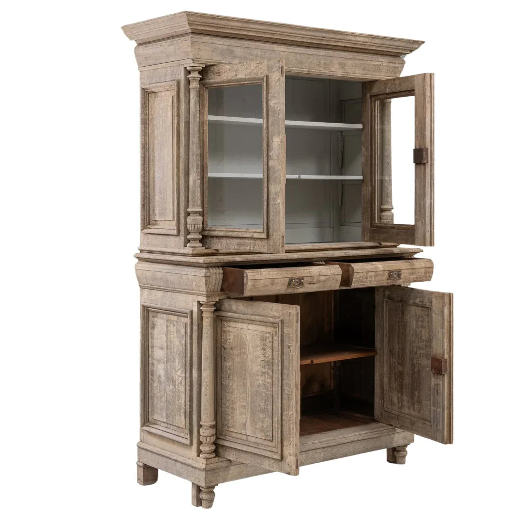French Country Oak Vitrine Cabinet, Circa 1840