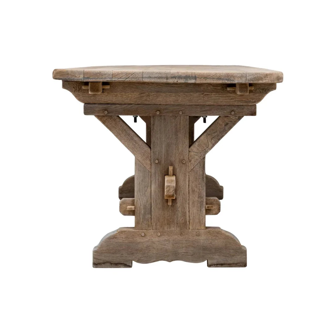 French Farmhouse Oak Trestle Table, Circa 1940