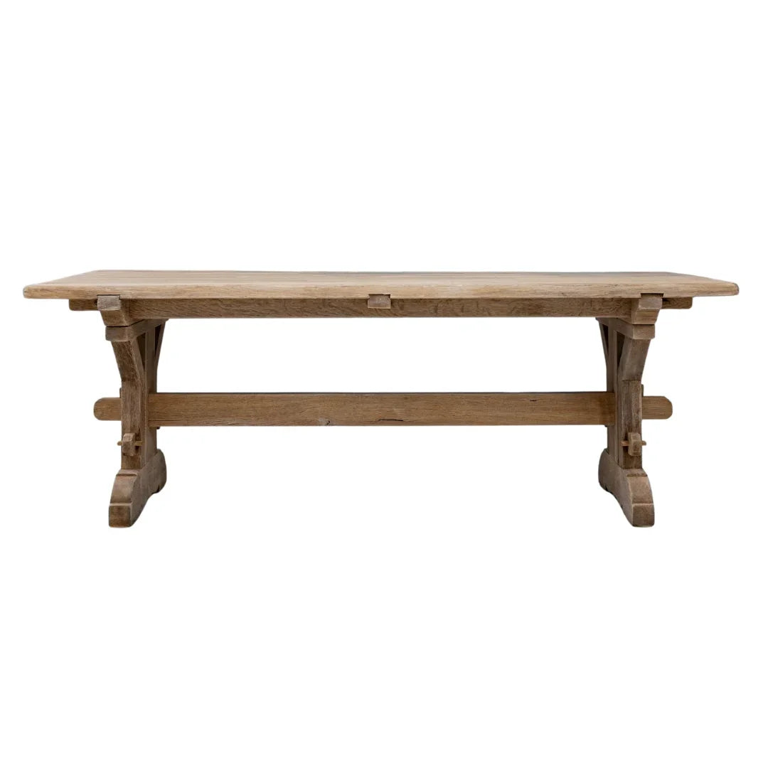 French Farmhouse Oak Trestle Table, Circa 1940