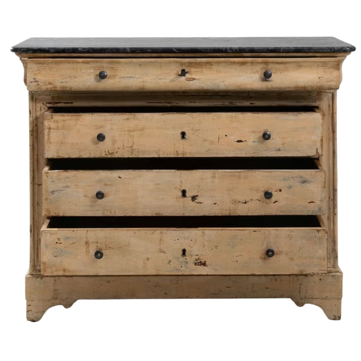 French Patinated Marble Top Dresser, Circa 1880