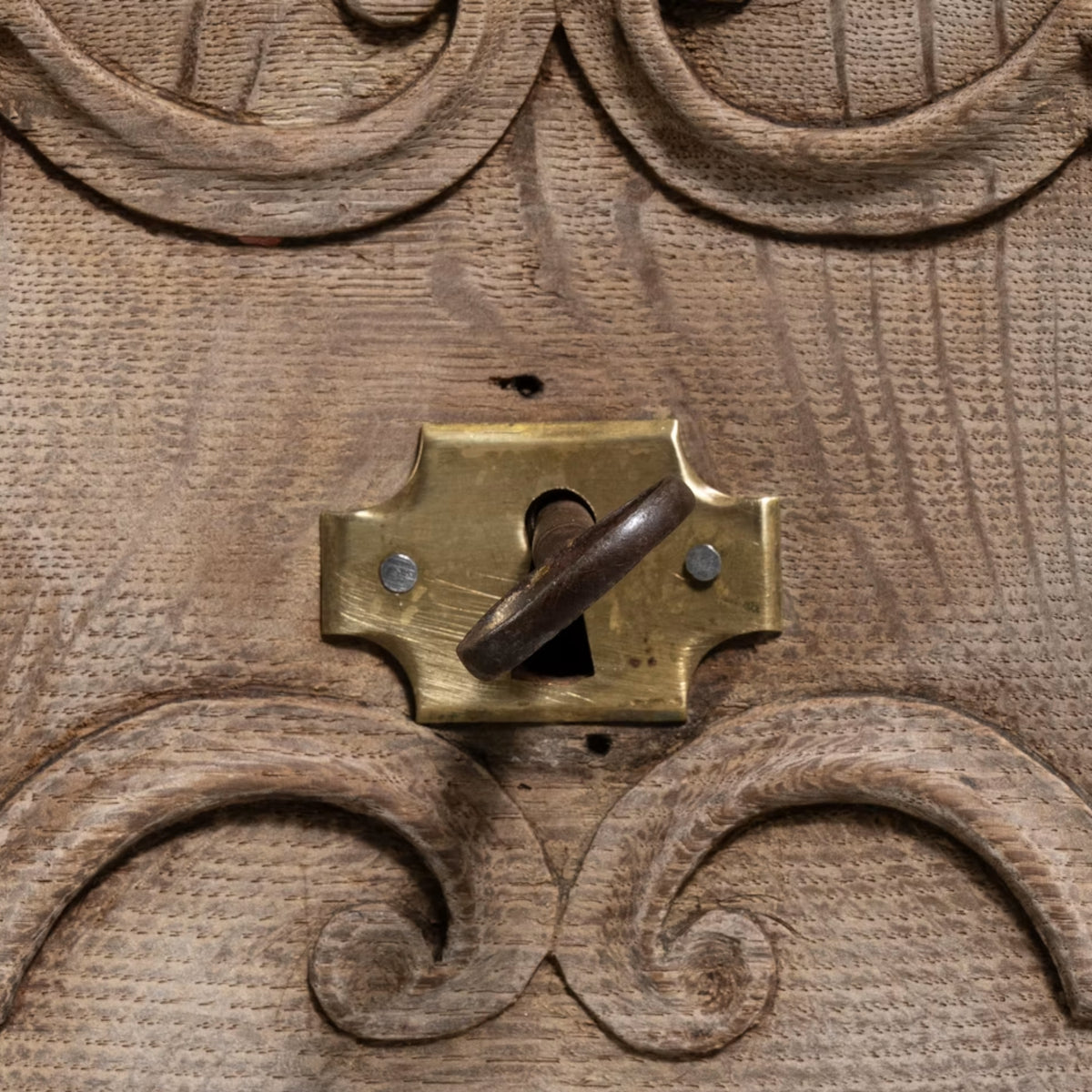 French Provincial Carved Oak Display Cabinet with Drawers, Circa 1800