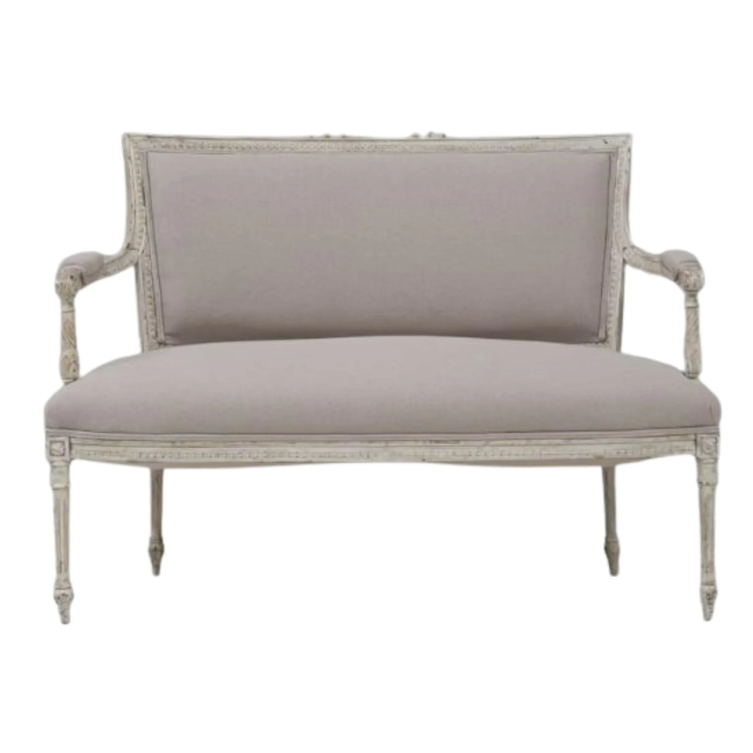 Antique French Provincial Taupe Settee, Circa 1900