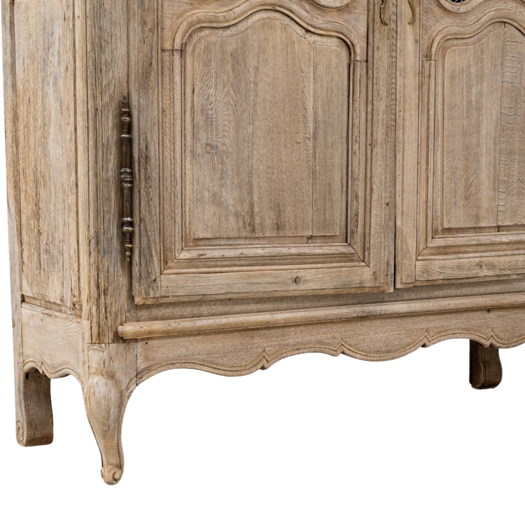 French Solid Oak Cabinet with Mesh Doors, Circa 1840