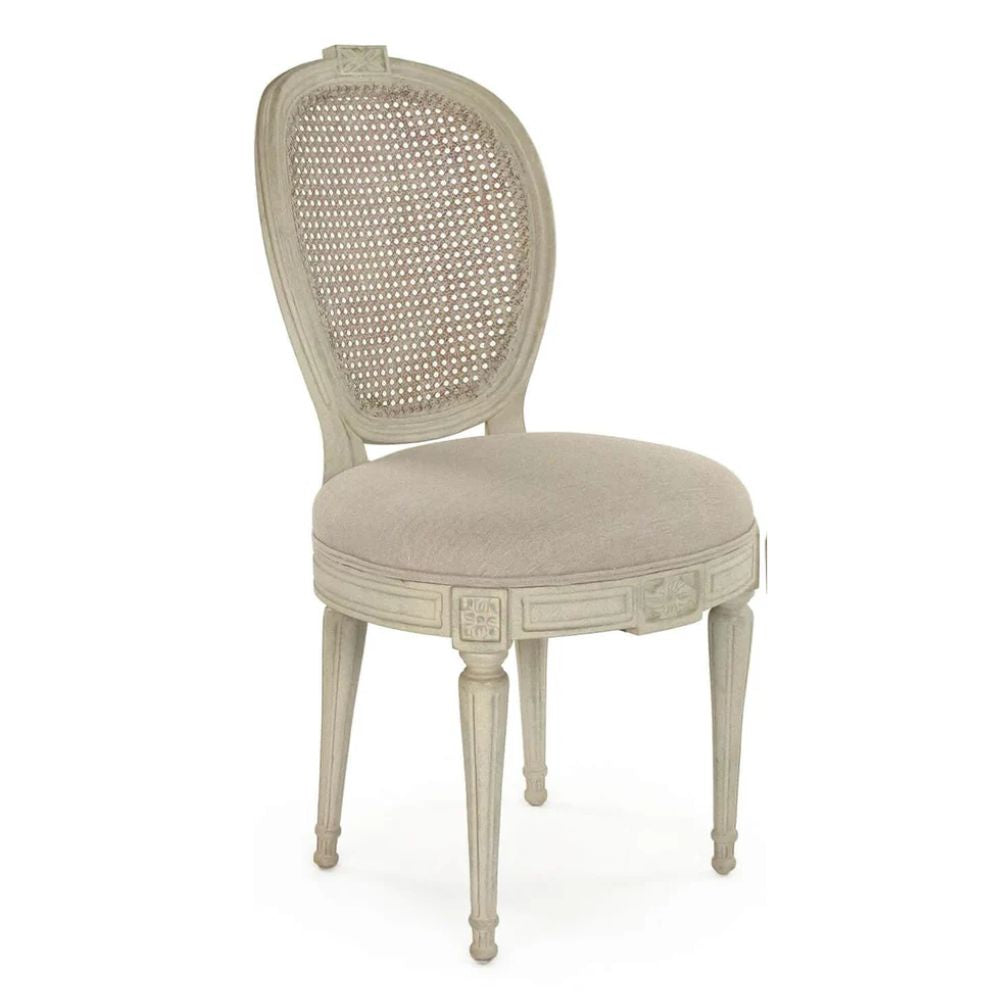 French Amelie Cane Back Medallion Side Chairs