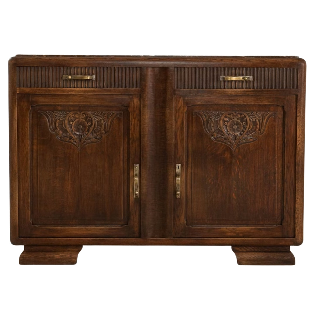 French Art Deco Carved Sideboard, Circa 1920