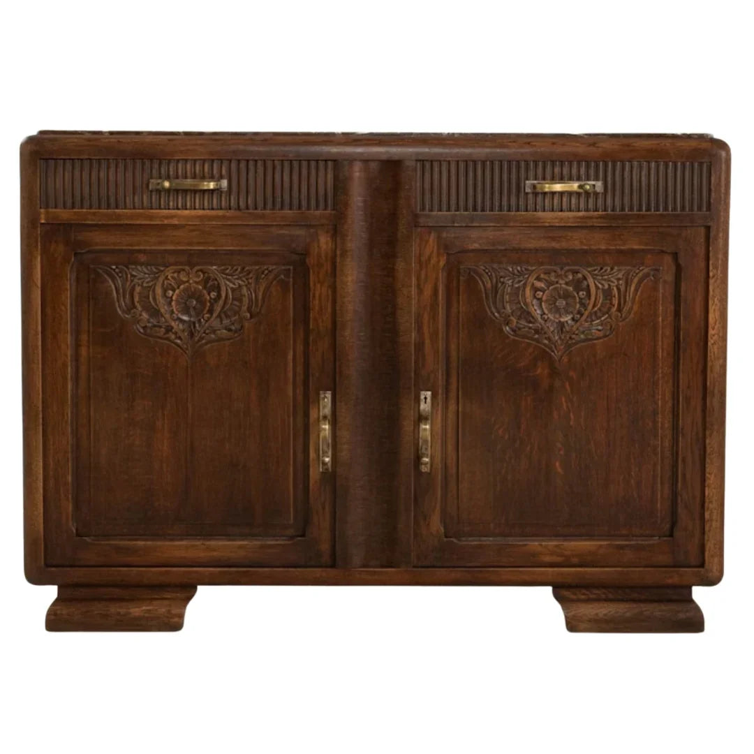 French Art Deco Carved Sideboard, Circa 1920