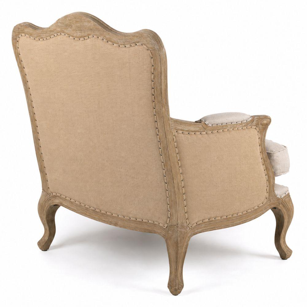 Hemp Wood Framed French Burlap Club Chair