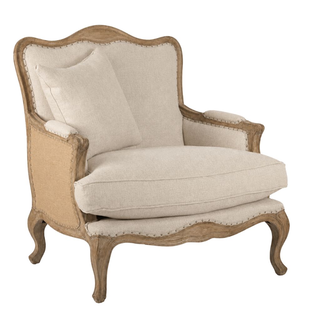 French Burlap Club Chair