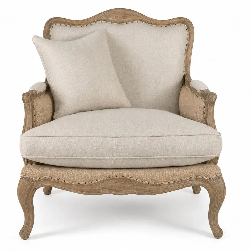French Burlap Club Chair