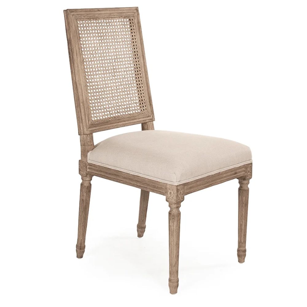 French Cane Square Back Louis Chair with Apron