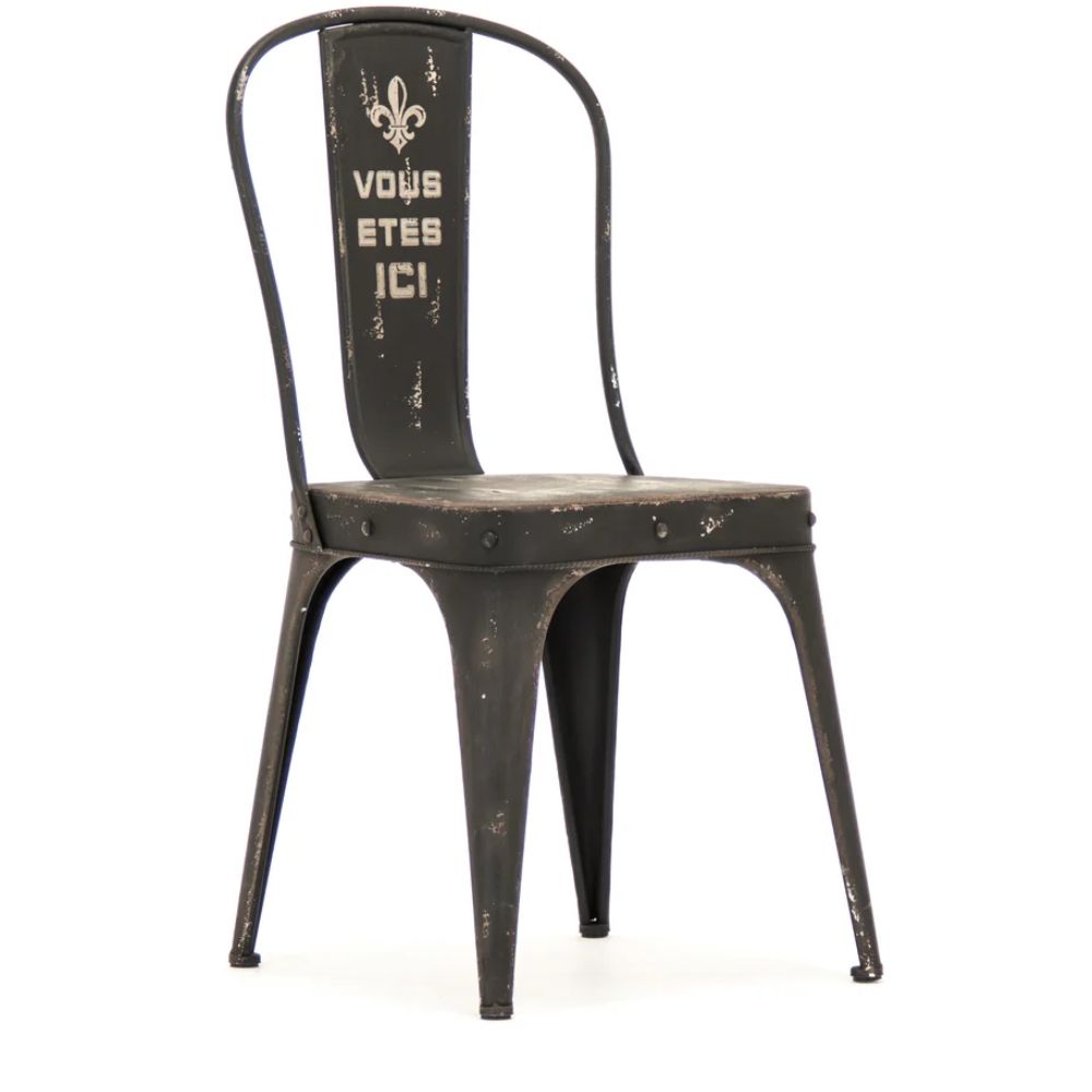French Fleur de Lys Black Metal Cafe Chairs